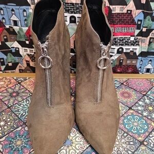 Elegant Taupe Ankle Booties with Zipper